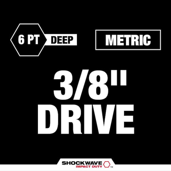 SHOCKWAVE Impact Duty 3/8 in. Metric and SAE Deep Impact Rated Socket Set (16-Piece)