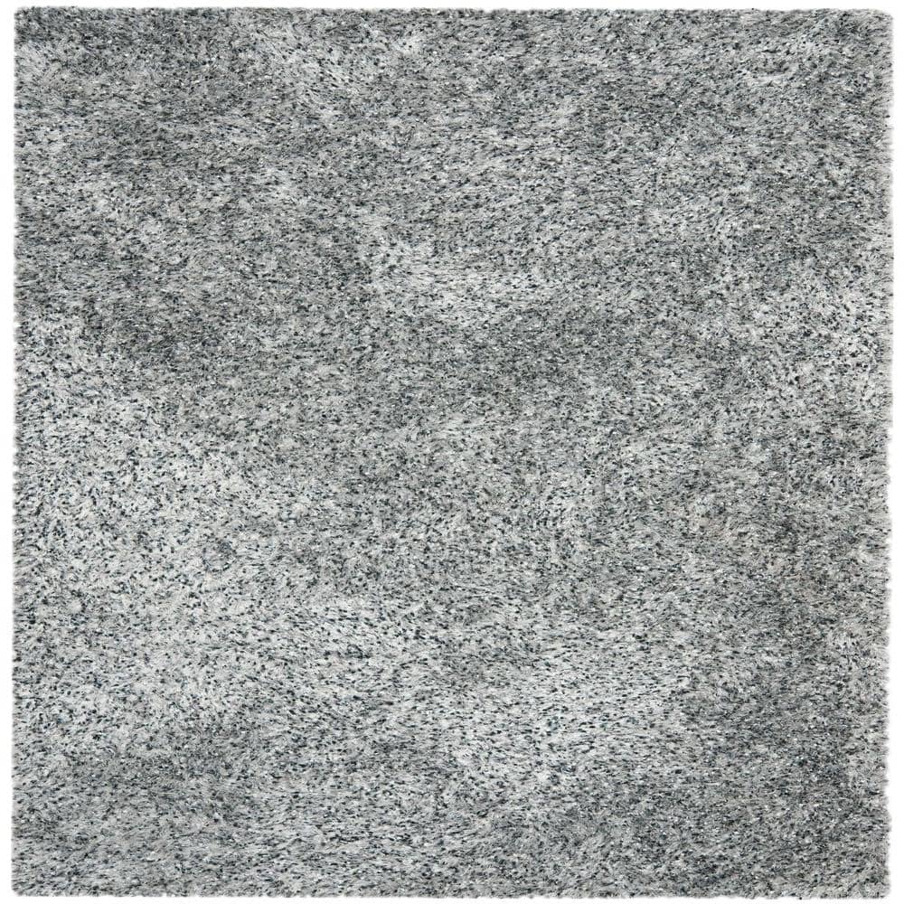 SAFAVIEH Malibu Shag Silver 5 ft. x 5 ft. Square Solid Area Rug MLS431S ...