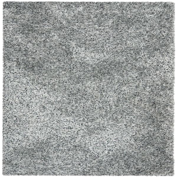 SAFAVIEH Malibu Shag Silver 5 ft. x 5 ft. Square Solid Area Rug