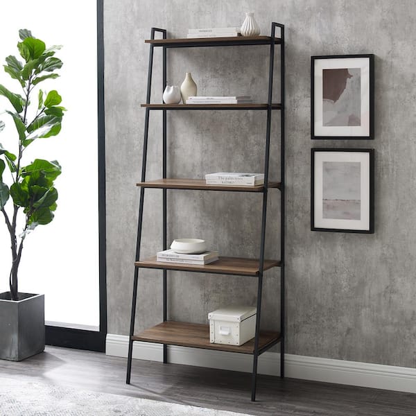 Walker Edison Furniture Company 72 in. Reclaimed Barnwood Modern Ladder Bookcase