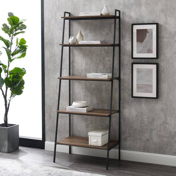 Walker Edison Furniture Company 72 In, Walker Edison Black Wood 4 Shelf Ladder Bookcase