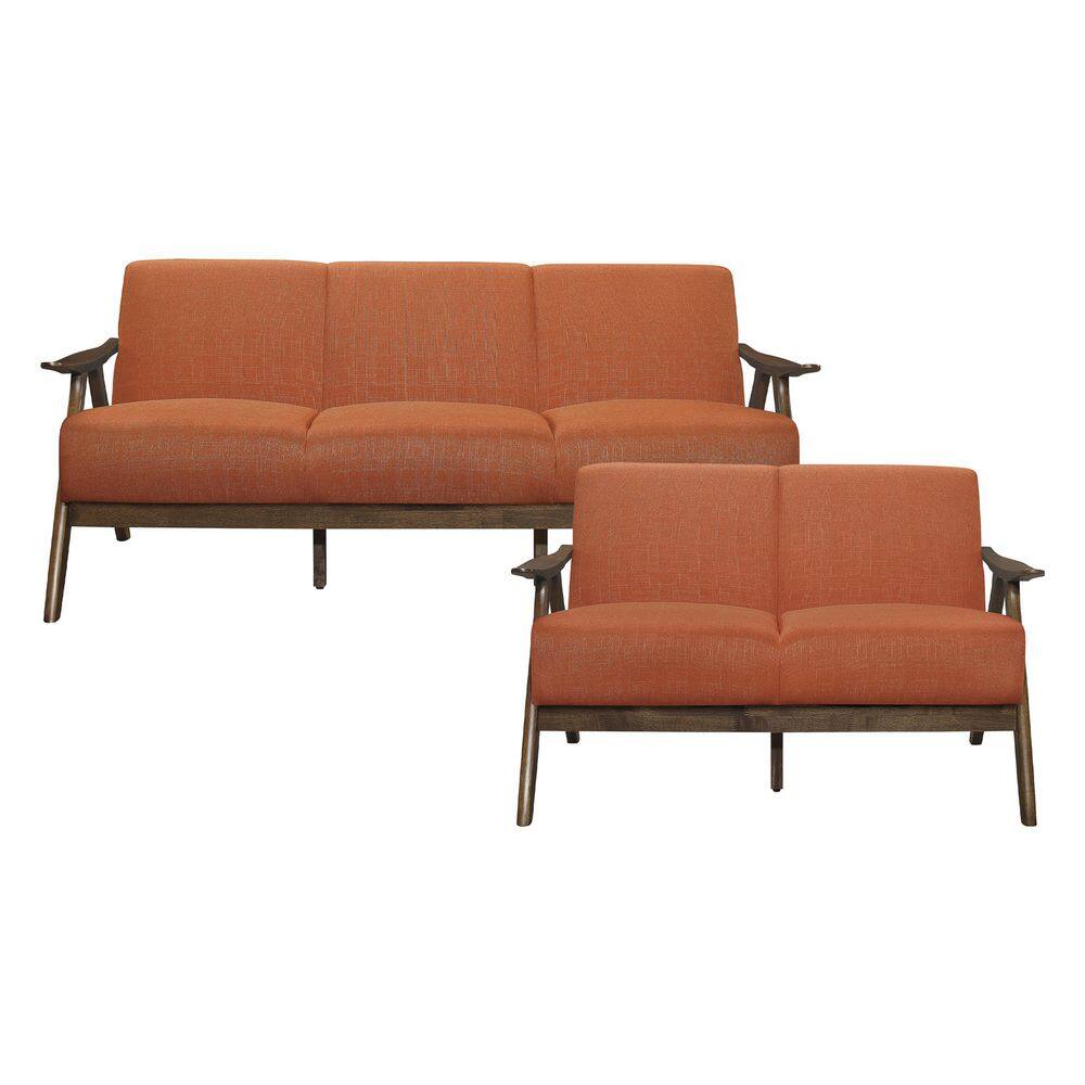 Ocala 124 in. W Slope Arm Polyester Rectangle Sofa in Orange LX1138RN