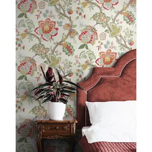 Pomme and Antique Ruby Bernadette Jacobean Paper Unpasted Nonwoven Wallpaper Roll 60.75 sq. ft.