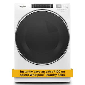 7.4 cu. ft. 240-Volt White Stackable Electric Dryer with Steam and Intuitive Touch Controls, ENERGY STAR