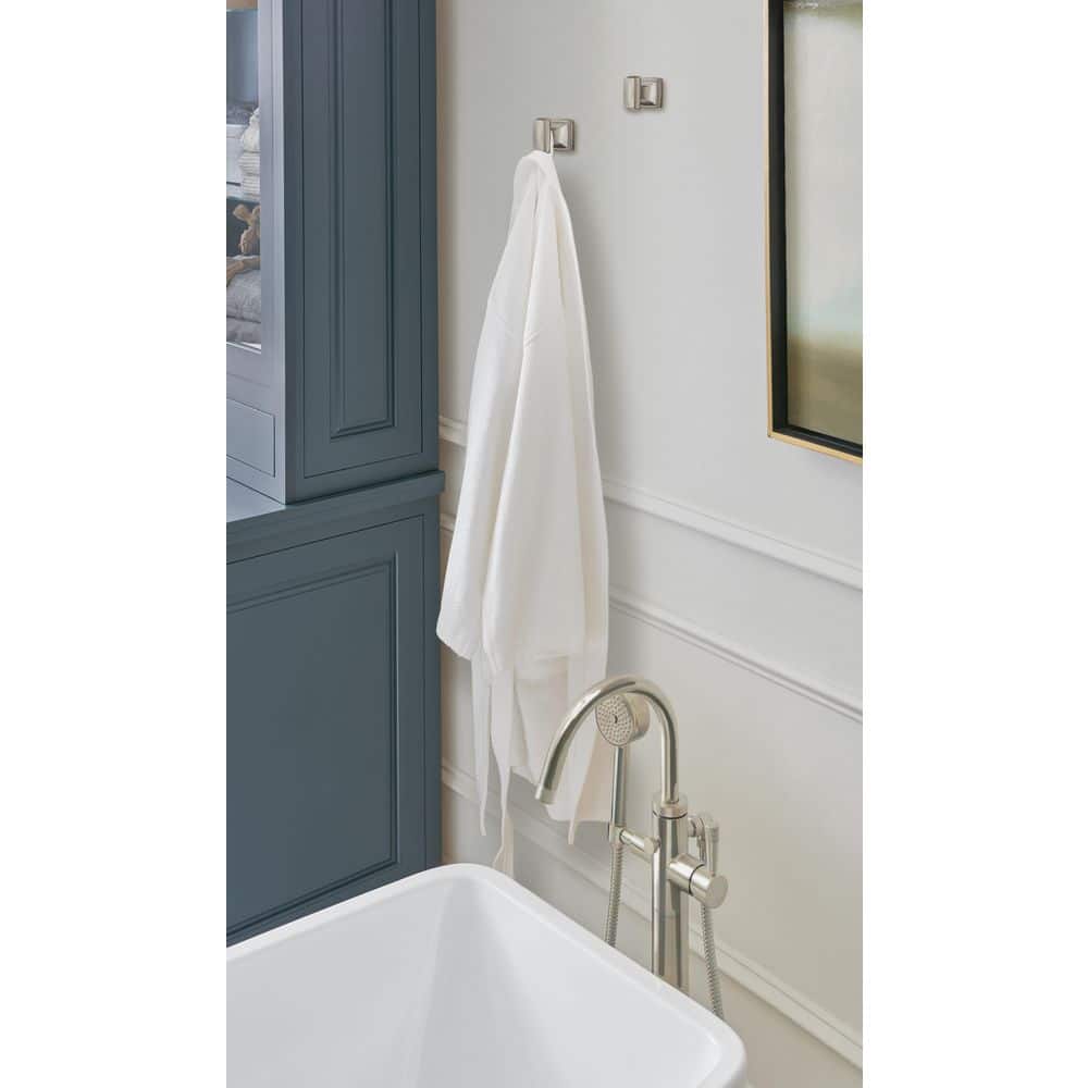 Brushed Nickel Single Prong Bathroom Robe Hook