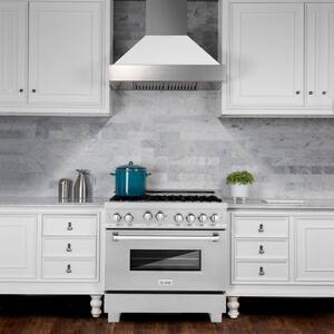 36" 4.6 cu. ft. Gas Range with Stove and Gas Oven in DuraSnow Stainless Steel with Brass Burners