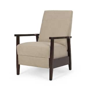 Maria Sand and Chocolate Brown Fabric Pushback Recliner Chair