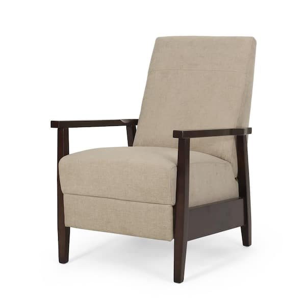 Noble House Maria Sand and Chocolate Brown Fabric Pushback Recliner Chair