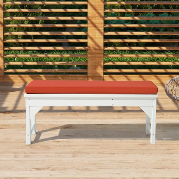 FadingFree Orange Rectangle Outdoor Patio Bench Cushion 46 in. x 18.5 in. x 2.5 in.