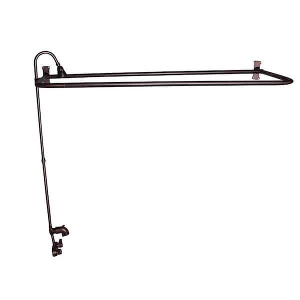 Barclay Products 2-Handle Claw Foot Tub Faucet with Code Spout, Diverter, Riser, 54 in. D Shower Ring and Showerhead in Oil Rubbed Bronze