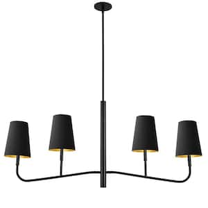 Eleanor 4-Light Matte Black Shaded Linear Chandelier for Dining