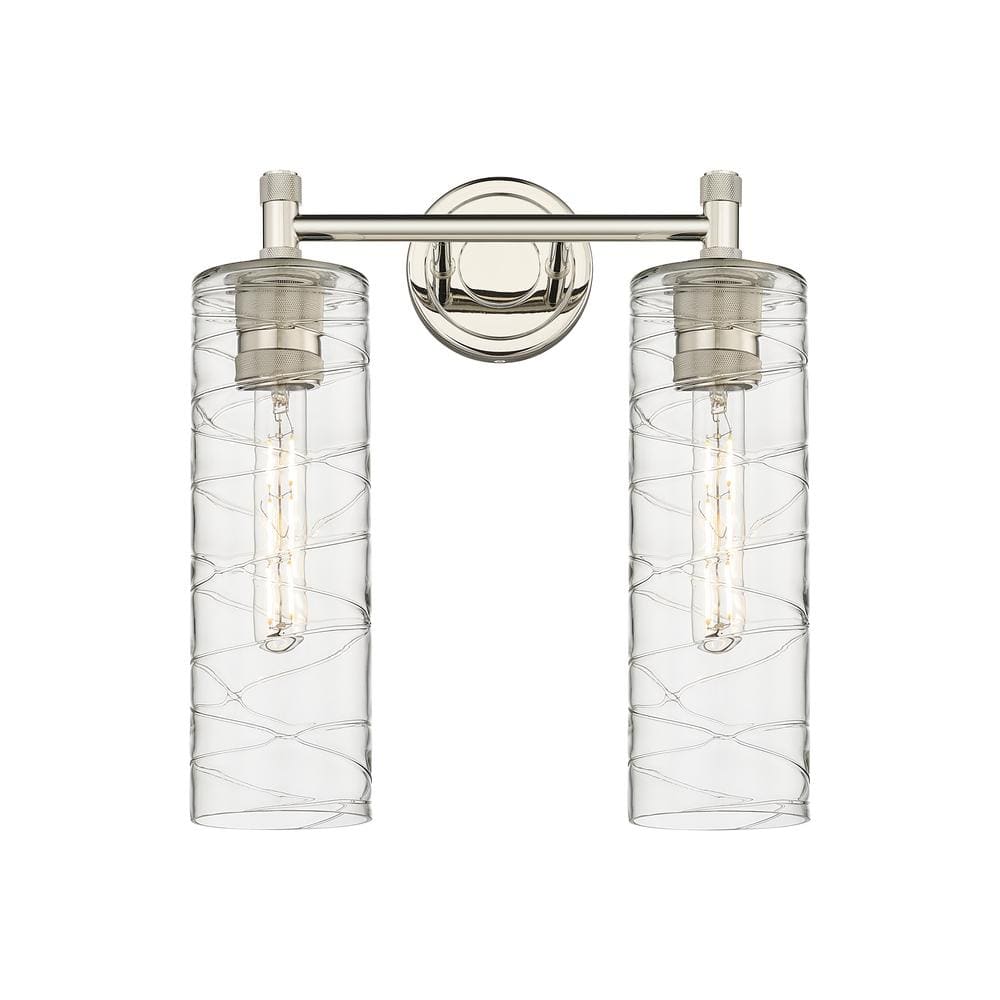 Crown Point 13.88 in. 2-Light Polished Nickel Vanity Light with Glass Shade price history on PriceWatchPro