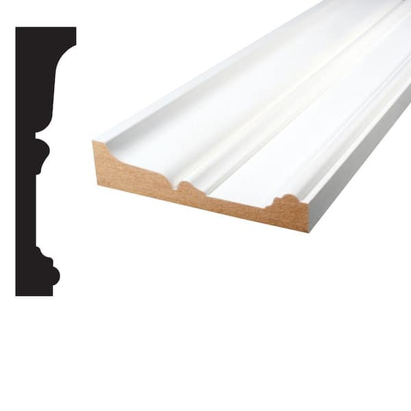 Alexandria Moulding 1-3/16 in. x 5-1/4 in. x 96 in. Primed MDF Crosshead Moulding