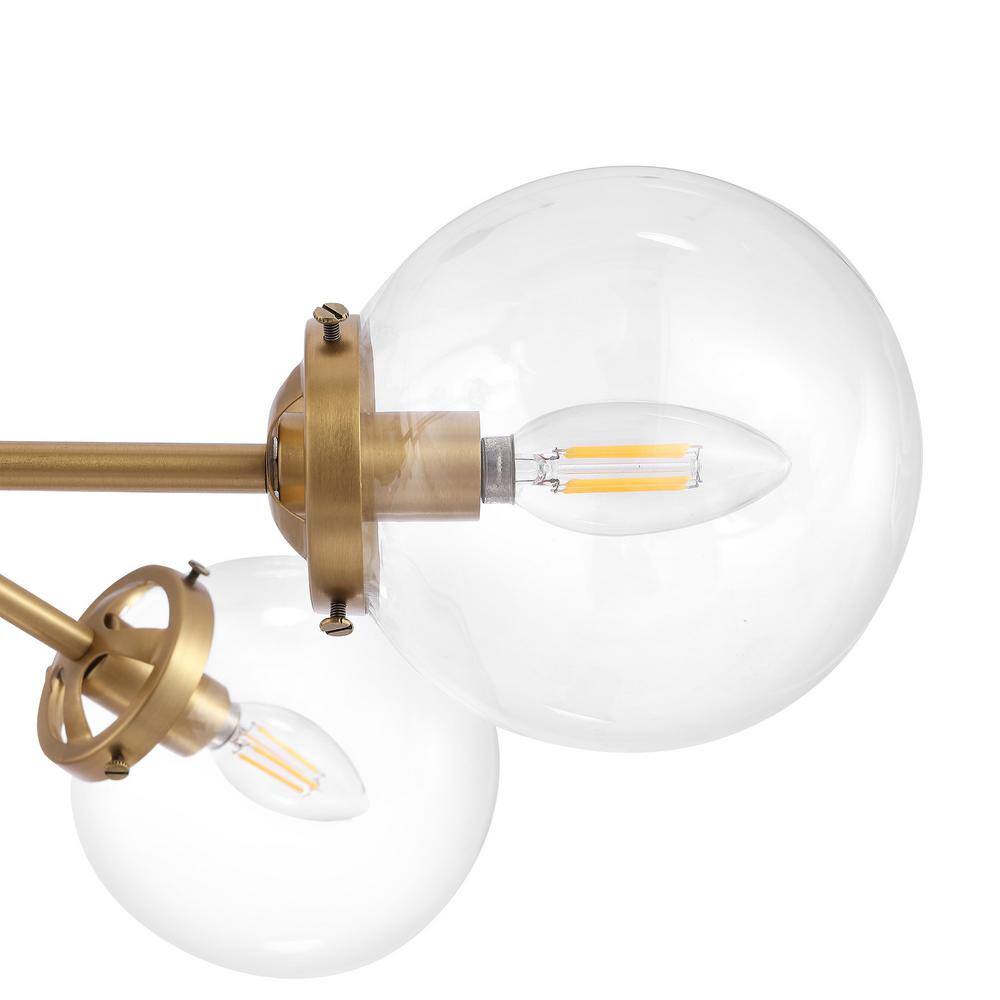 Brass 8-Light Sputnik Chandelier with Clear Glass Shades