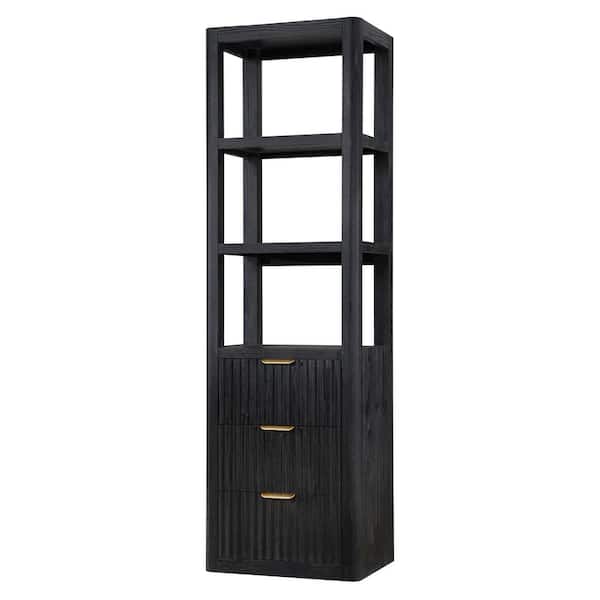 ROSWELL Cádiz 21.7 in. W x 15.7 in. D x 71.9 in. H Floor Black Linen Cabinet for Bathroom, Kitchen and Living Room