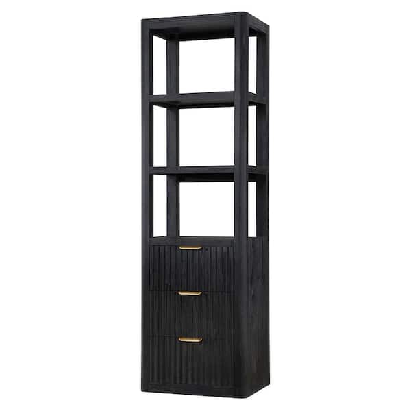 Cádiz 21.7 in. W x 15.7 in. D x 71.9 in. H Floor Black Linen Cabinet for Bathroom, Kitchen and Living Room