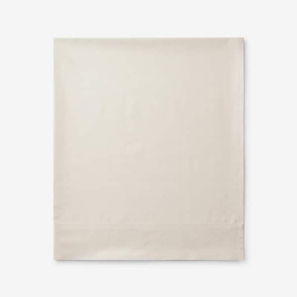 The Company Store Legends Hotel Supima Extra Deep Cotton Percale Oatmeal Oversized Queen Flat Sheet