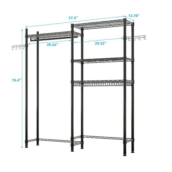 Karl home Black Iron Clothes Rack 57.09 in. W x 76.78 in. H