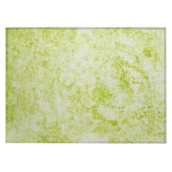 HomeRoots Lime Green 2 ft. x 3 ft. Woven Abstract Rectangle Indoor/Outdoor Area Rug