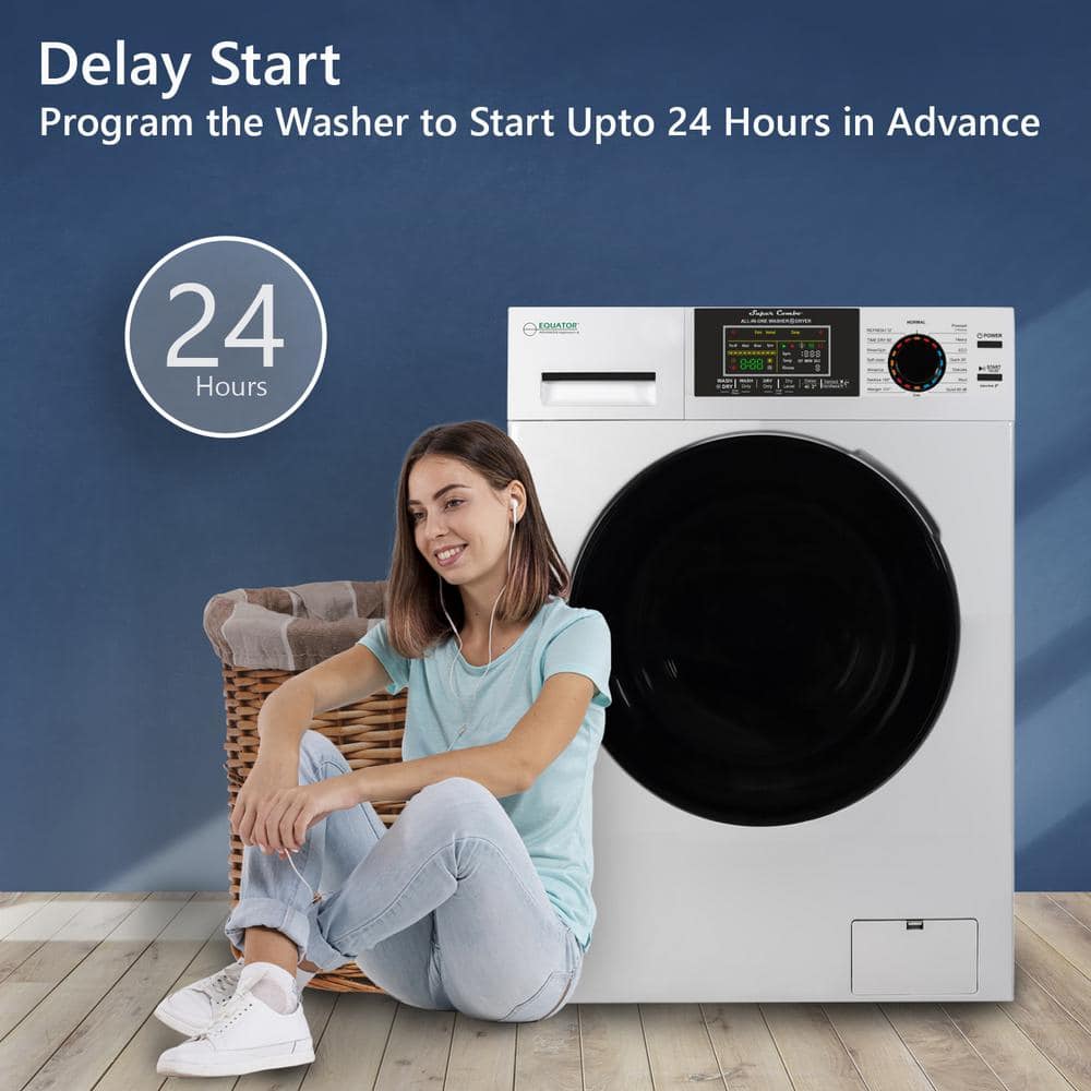 Equator 33.5 in. 18 lbs. 1.9 cu. ft. 110V Washer Smart Home All-in-One Washer and Dryer Combo in White