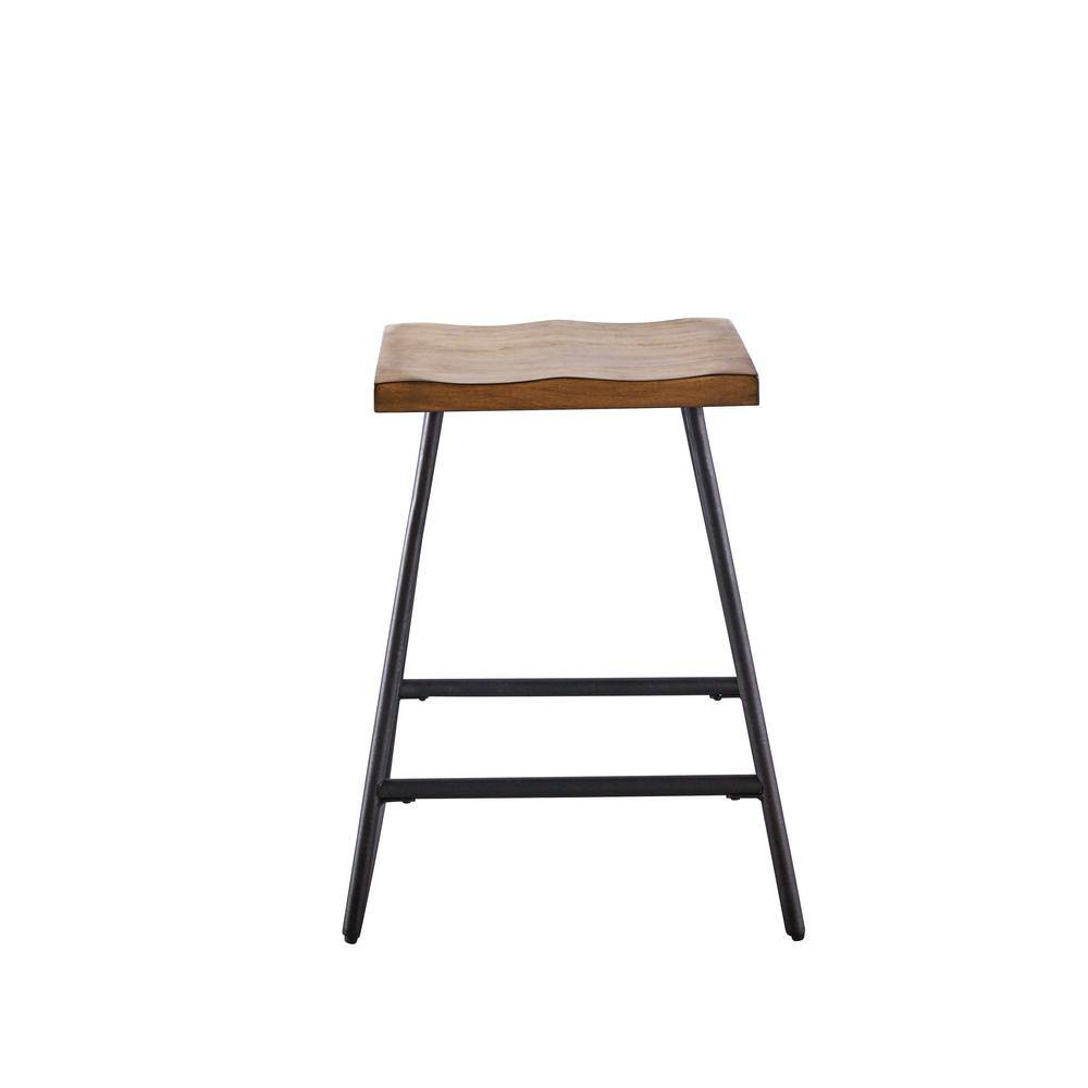 Landon Natural Honey Brown Counter Height Dining Set with Iron Base