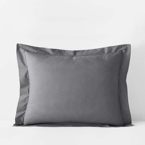 The Company Store Legends Hotel Pewter Solid 400-Thread Count Supima Cotton Percale Standard Sham