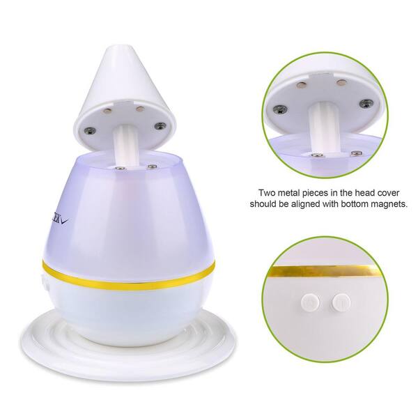 cenadinz 0.06 gal. 250 ml Cool Mist Humidifier Ultrasonic Aroma Essential Oil Diffuser 7-Color Changeable LED Lights in White, Whites