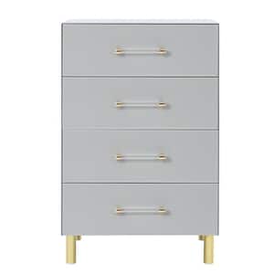 Modern Light Gray 37.32 in. H 4-Drawer Storage Cabinet Chest