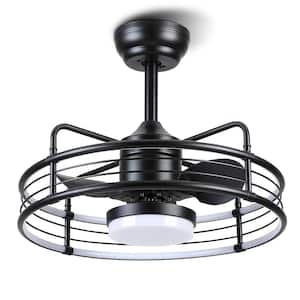 20 in. LED Indoor/Outdoor Black Ceiling Fan with Remote, Reversible and Downrod