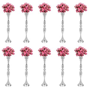 10-Pieces Silver Metal 29.1 in. H Flowers Vase Candlestick Flower Arrangement Stand for Wedding Party