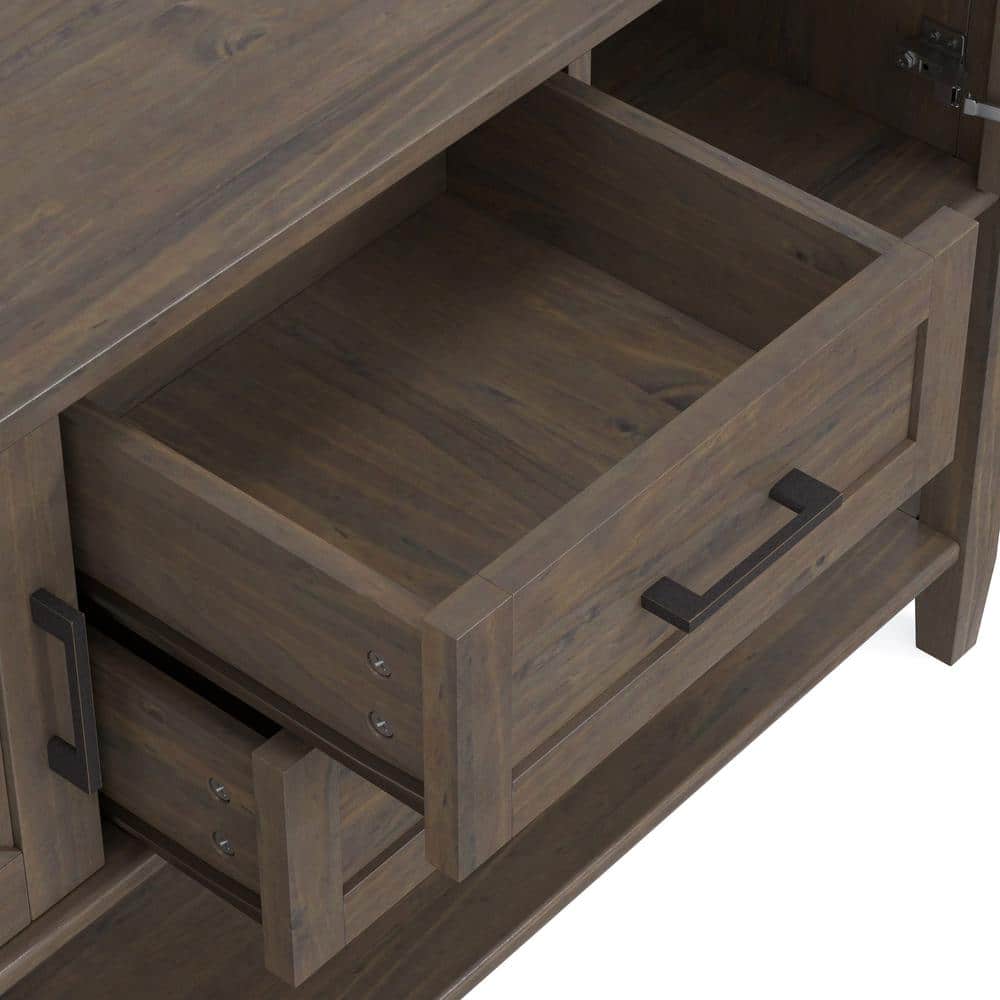 Ela 48'' Smoky Brown Solid Wood Console Table with Storage