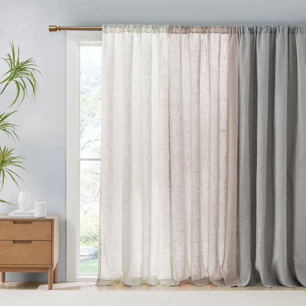 White Linen Blend Light Filtering Curtain Panel Pair