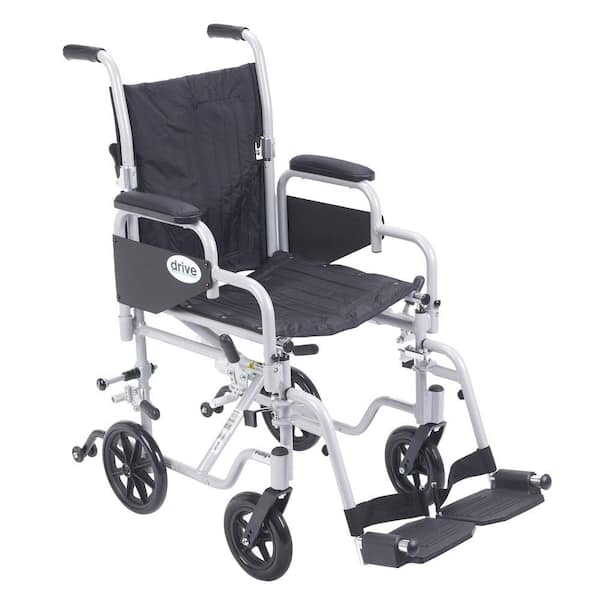 Drive 16 in. Poly Fly Transport Wheelchair with Swing Away Footrest