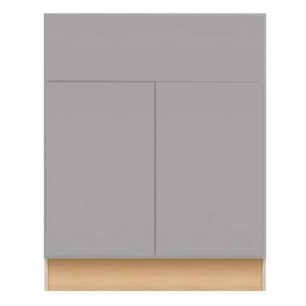 Home Decorators Collection Hargrove 27 in. W x 24 in. D x 34.5 in. H Assembled Plywood Sink Base Kitchen Cabinet in Veiled Gray with Soft Close