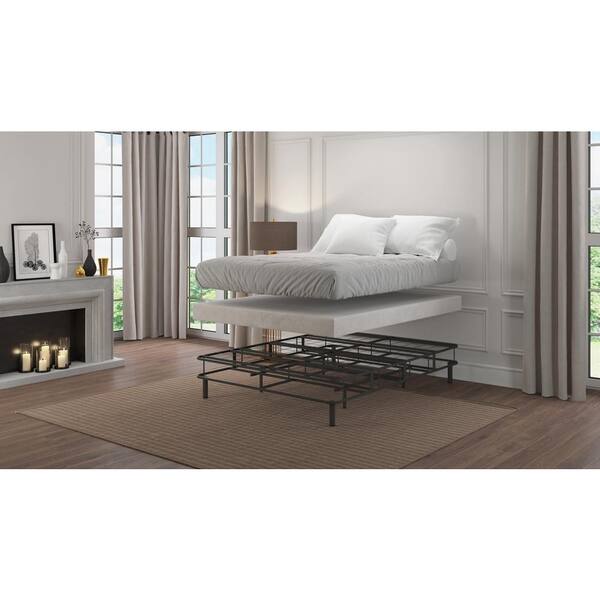 Hollywood Bed Frame Emerge Black Steel Frame Full Platform Bed with Removable Cover and Attachable Legs EMPB3440F