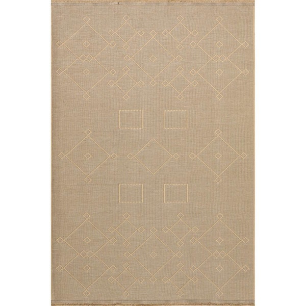 Well Woven Sinnea Natural Jute Indoor/Outdoor Tribal Diamonds 5x7 (5'3 x  7'3) Area Rug 