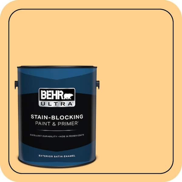 BEHR ULTRA 1 gal. #300B-4 Sunporch Satin Enamel Exterior Paint & Primer