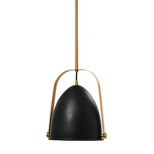 Zelda -1-Light Matte Black and Brushed Gold Modern 2-Tone Metal Pendant Light