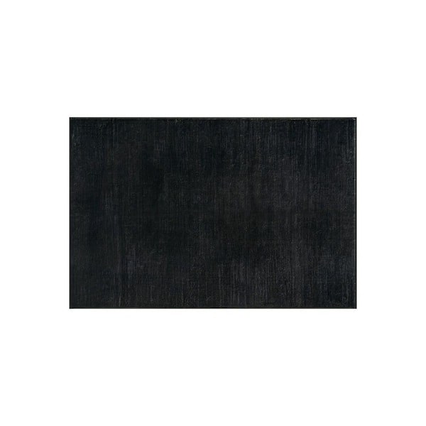 Solid Heathered Black Machine Washable Non-Slip Backing Area Rug 2' x 4' Black
