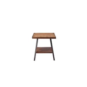 Amelia 24 in. W Weathered Oak and Sandy Black 23 in. L Rectangle Particle Board End Table with Shelves 1 -Piece