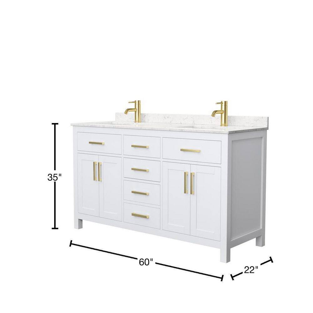 Beckett 60" White Double Bathroom Vanity with Gold Hardware