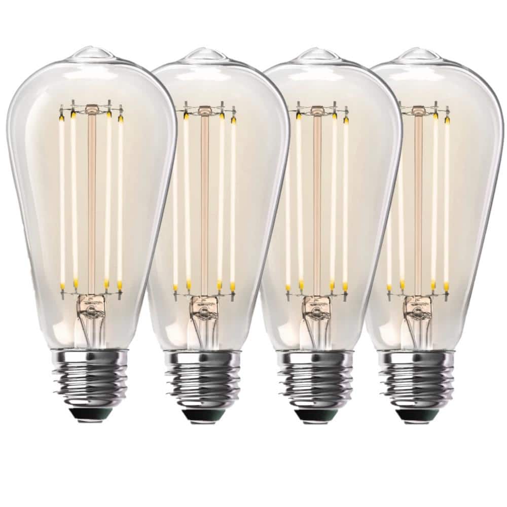 Feit Electric 100-Watt Equivalent ST19 Dimmable Straight Filament Clear Glass Vintage Edison LED Light Bulb, Soft (4-Pack) ST19100CL/927CA/4 - The Home Depot