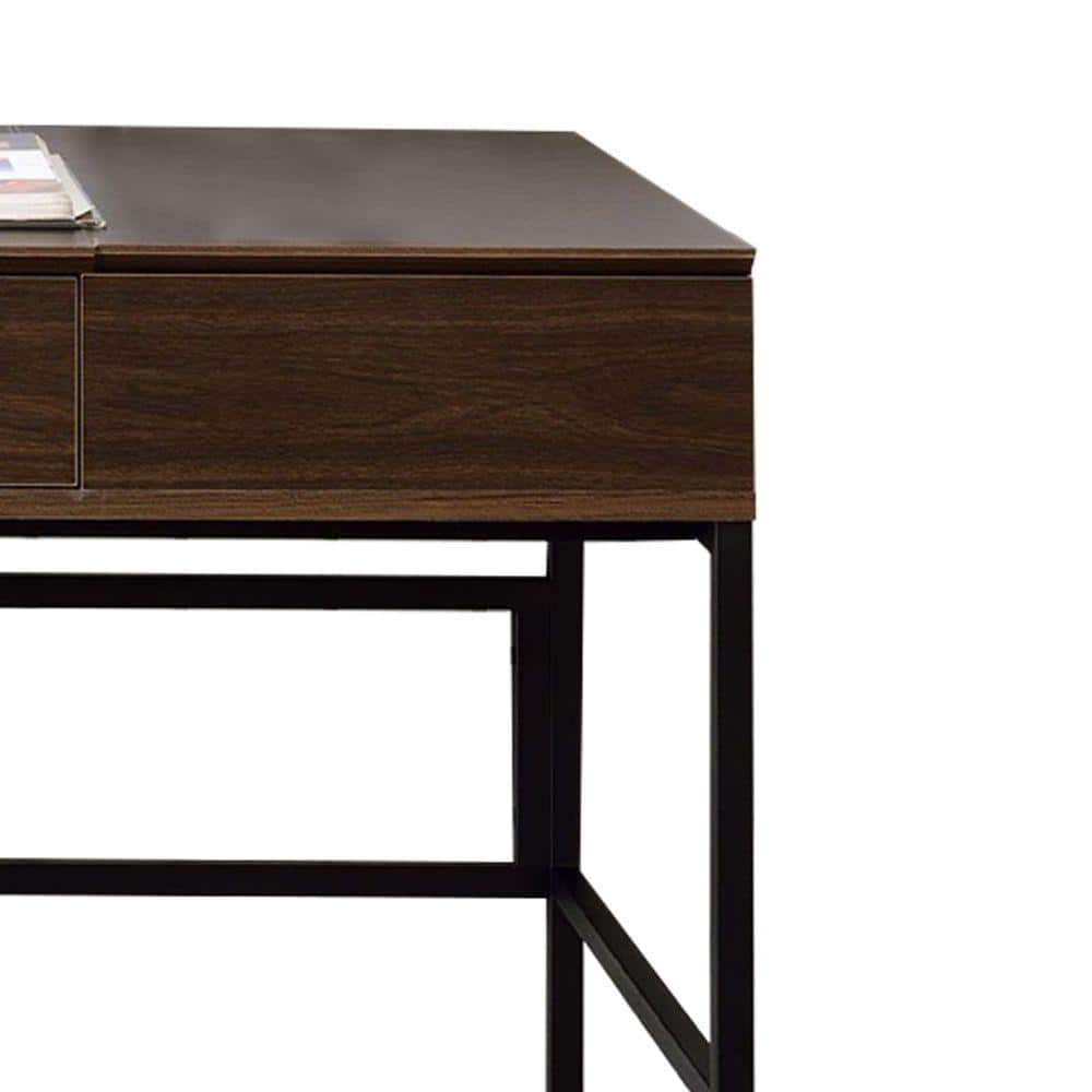 Adjustable Brown Wood Writing Desk with USB Port and Storage