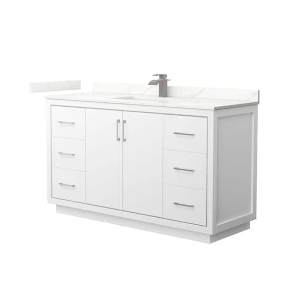 Wyndham Collection Icon 60 in. W x 22 in. D x 35 in. H Single Bath Vanity in White with Giotto Quartz Top