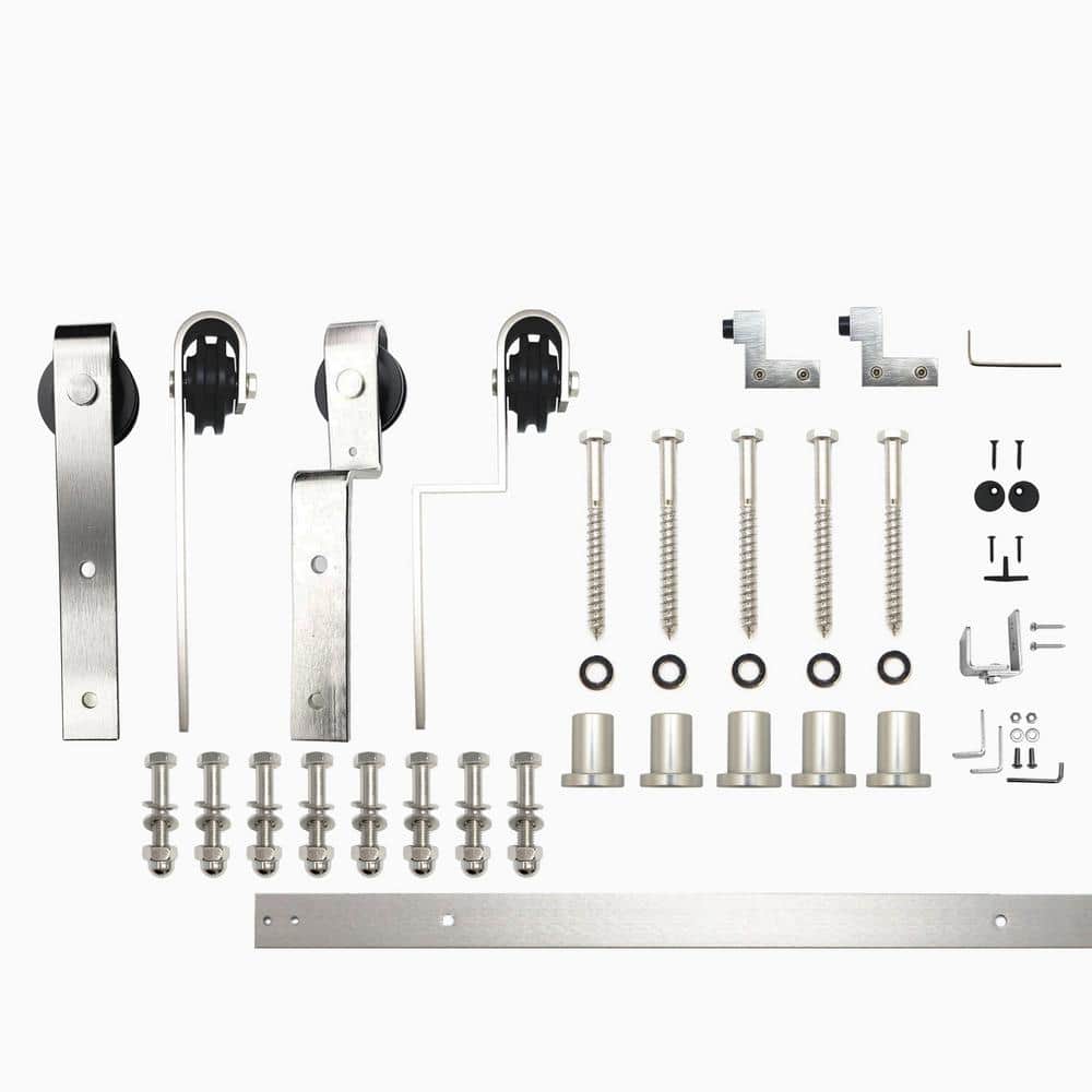 6 ft./72 in. Brushed Nickel Single Track Bypass Sliding Barn Door Track and Hardware Kit for Double Doors price history on PriceWatchPro