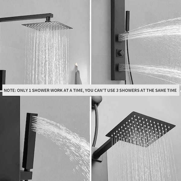 Single Handle 6-Spray Shower Faucet 2.5 Gpm with Adjustable Flow Rate in Matte Black