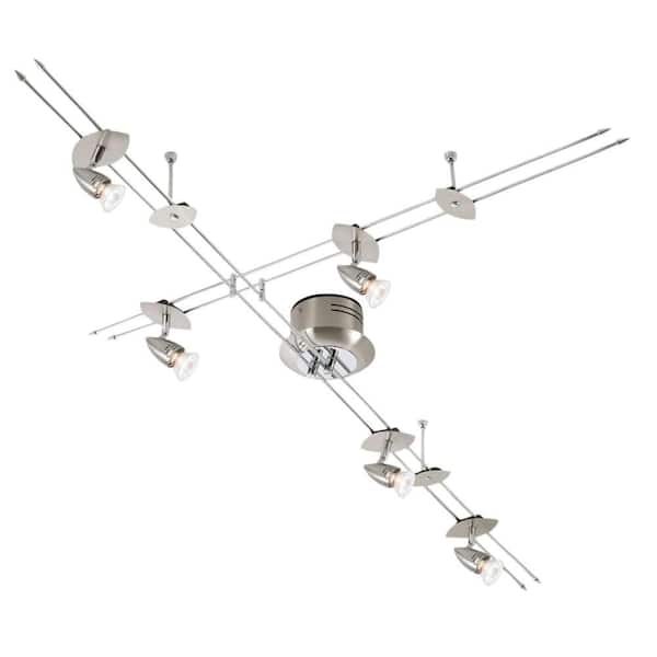 EGLO Drive 5-Light Surface Mount Matte Nickel and Chrome Suspended Track Lighting Fixture