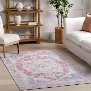 Madilyn Medallion Machine Washable Rust 8 ft. x 10 ft. Traditional Area Rug