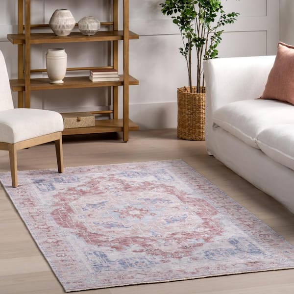 Madilyn Medallion Machine Washable Rust 8 ft. x 10 ft. Traditional Area Rug