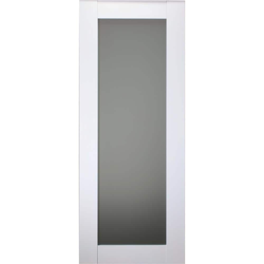 Polar White Frosted Glass Interior Door Slab, 36" x 83"